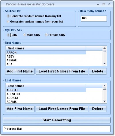 Random Name Generator Software 7.0 screenshot Random Name Generator Software 7.0 screenshot
