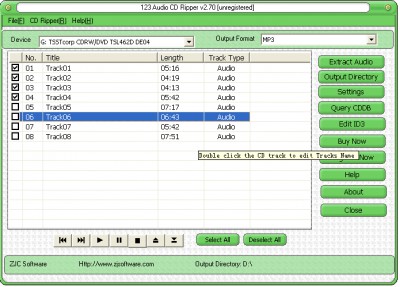 123 Audio CD Ripper 2.70 screenshot