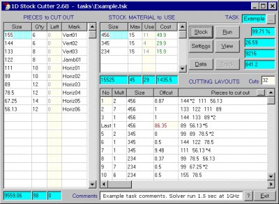 1D Stock Cutter 3.0 screenshot