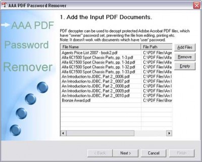 3A PDF Password Remover 2011.1105 screenshot