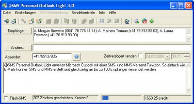 @SMS personal Outlook Light 3.0 screenshot