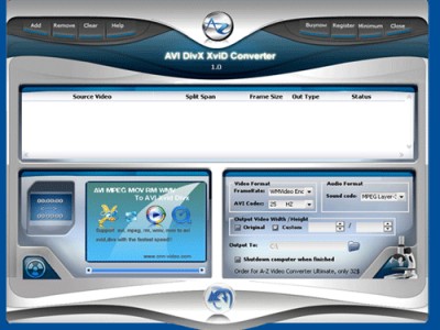 A-Z AVI DIVX XVID Converter 5.83 screenshot