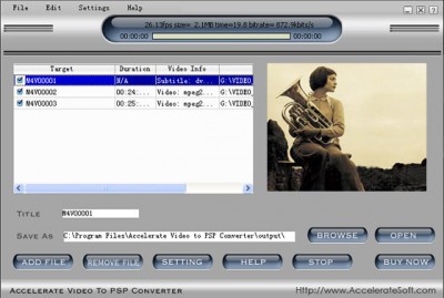 Accelerate Video to PSP Converter 2007 screenshot