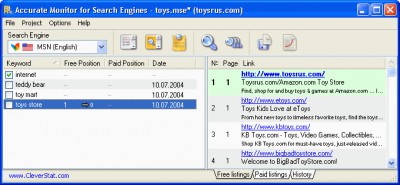 Accurate Monitor for Search Engines 2.9.62.186 screenshot