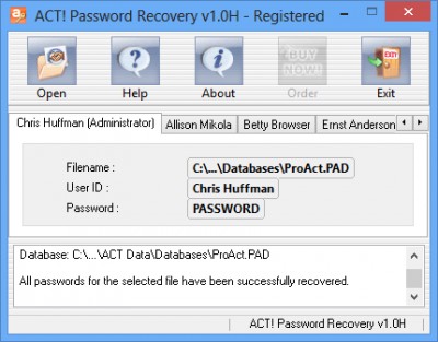 ACT Password Recovery 1.0H screenshot