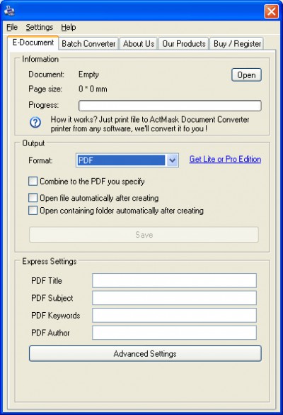 ActMask Document Converter CE 3.391 screenshot