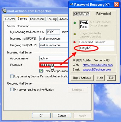 ActMon Password Recovery XP 4.33a screenshot