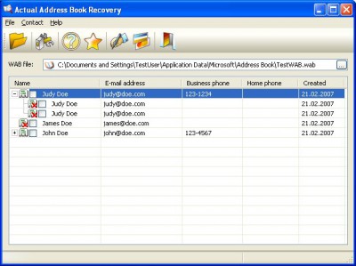 Actual Address Book Recovery 2.2 screenshot