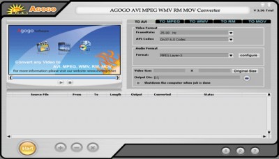 Agogo AVI MPEG WMV RM MOV Converter 7.25 screenshot