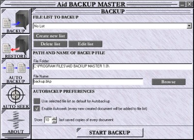 Aid Backup Master 2.35 screenshot
