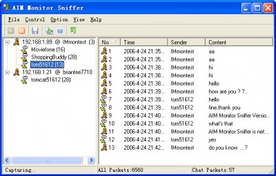 AIM Monitor Sniffer 3.0 screenshot
