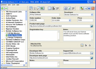 All My Software 1.6 free screenshot