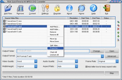Allok QuickTime to AVI MPEG DVD Converter 3.6.0529 screenshot