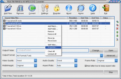 Allok RM RMVB to AVI MPEG DVD Converter 3.6.0529 screenshot