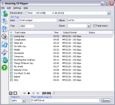 Amazing CD Ripper 1.1.2 screenshot