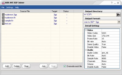 AOK AVI 3GP Joiner 1.0 screenshot