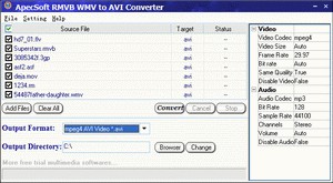 ApecSoft RMVB WMV to AVI Converter 2.10 screenshot