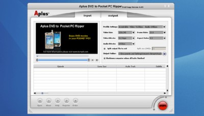 Aplus DVD to Pocket PC Ripper 6.0 screenshot