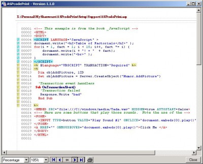 ASPcodePrint 1.5.20 screenshot
