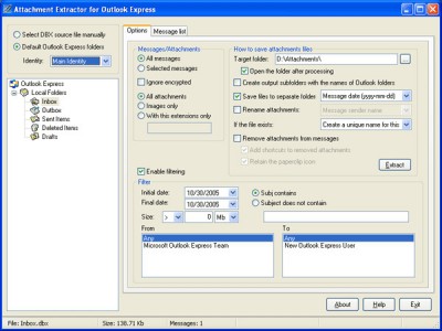 Attachment Extractor for Outlook Express 1.5.2 screenshot