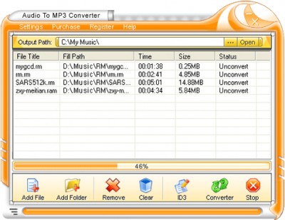 Audio To MP3 Converter 1.00.1 screenshot