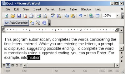 AutoComplete for MS Word 5.0 screenshot