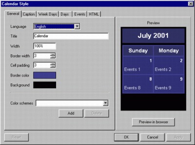 AutoSiteCalendar 1.2 screenshot