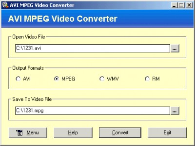 AVI MPEG Video Converter 1.30.01 screenshot