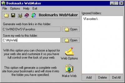 Bookmarks WebMaker 1.3 screenshot