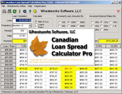 Canadian Loan Spread Calculator Pro 1.8.01 screenshot