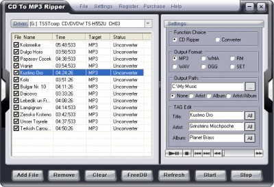 CD to MP3 Ripper 2.00 screenshot