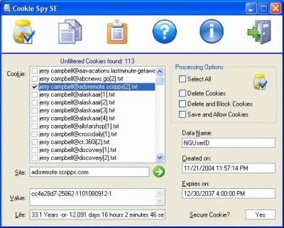 Cookie Spy SE 1.0 screenshot