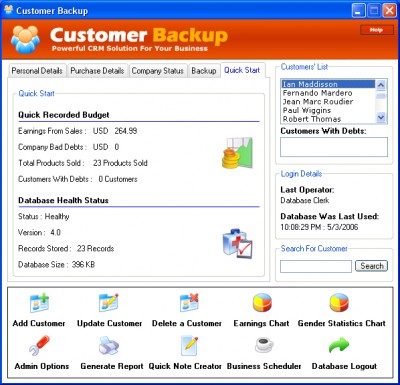Customer Backup 2.3 screenshot
