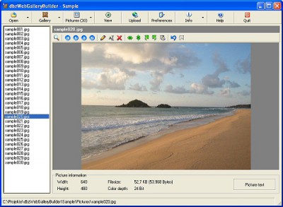 dbzWebGalleryBuilder 1.4.10 screenshot