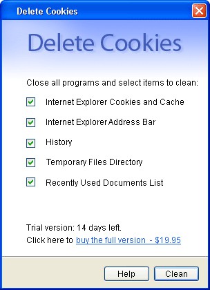 Delete Cookies 1.2 screenshot