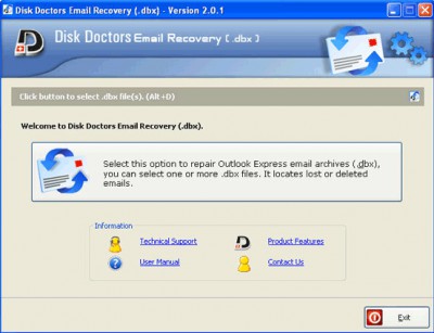 Disk Doctors Email Recovery (DBX) 1.0.2 screenshot
