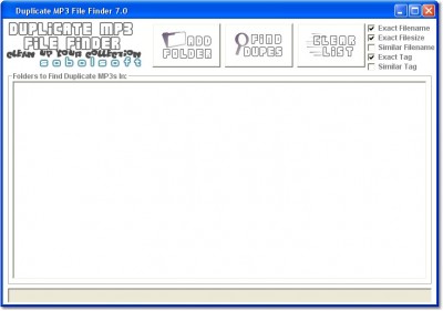 Duplicate MP3 File Finder 7.0 screenshot