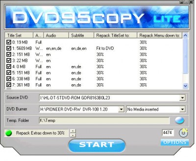 Dvd95Copy Lite 3.3 screenshot