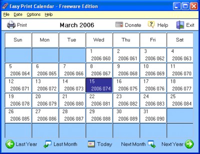 Easy Print Calendar 4.00A screenshot
