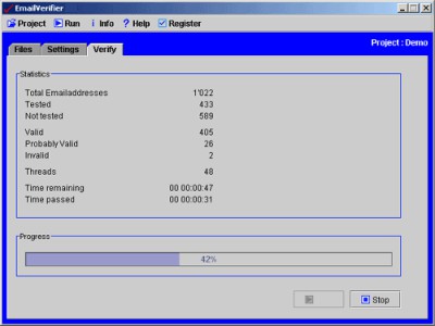 EmailVerifier 8.0 screenshot