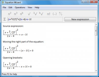 Equation Wizard 1.21 screenshot
