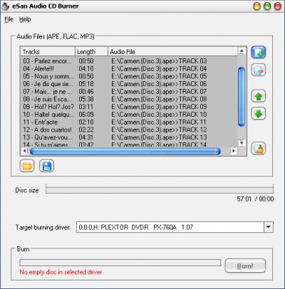 eSan Audio CD Burner 3.0 screenshot