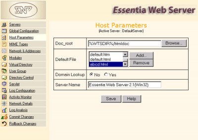 Essentia Web Server 2.15 screenshot