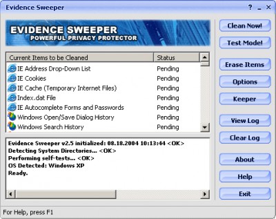 Evidence Sweeper 3.0.5 screenshot