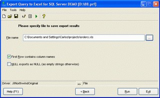 Export Query to Excel for SQL Server 1.08.00 screenshot