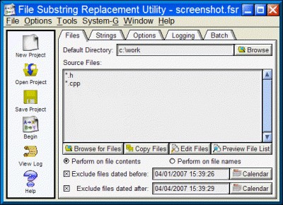 File Substring Replacement Utility 12.1 screenshot