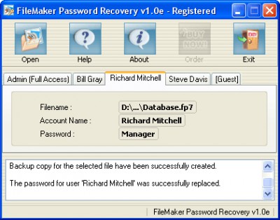 FileMaker Password Recovery 1.0P screenshot