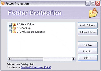 Folder Protection 2.1 screenshot
