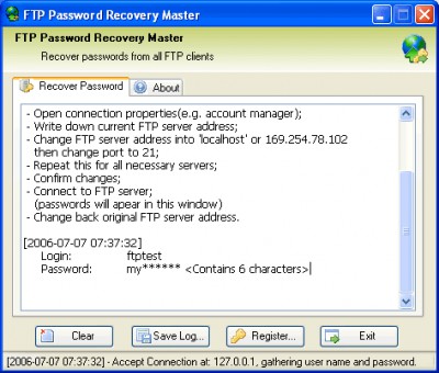 FTP Password Recovery Master 2.5 screenshot