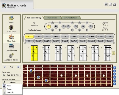 Guitar chords laboratory 1.53 screenshot